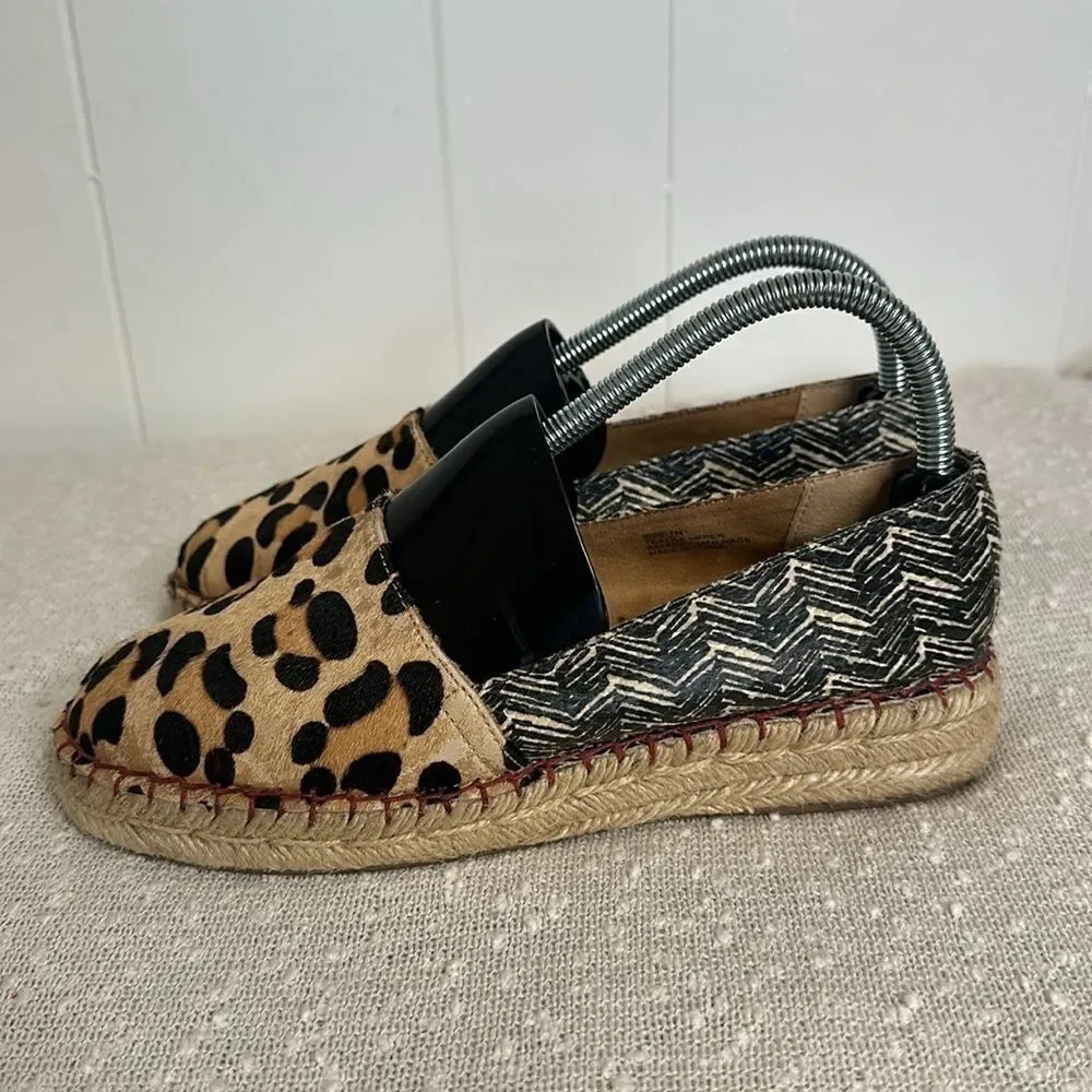 SOFT SURROUNDINGS Nissa Leopard Animal Print Espadrille Shoes Slip On Loafers 7